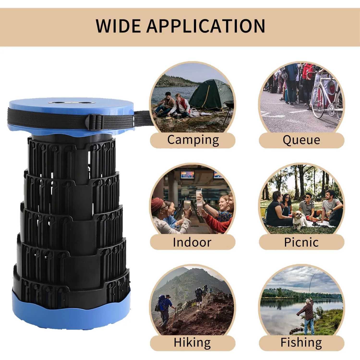 Homestic Telescopic Stool | Collapsible Camping Stool | Foldable Stool for Adults | Stool for Outdoor-Fishing-Hiking-Gardening-Travel | Portable Stool | KXM-2311A | Blue