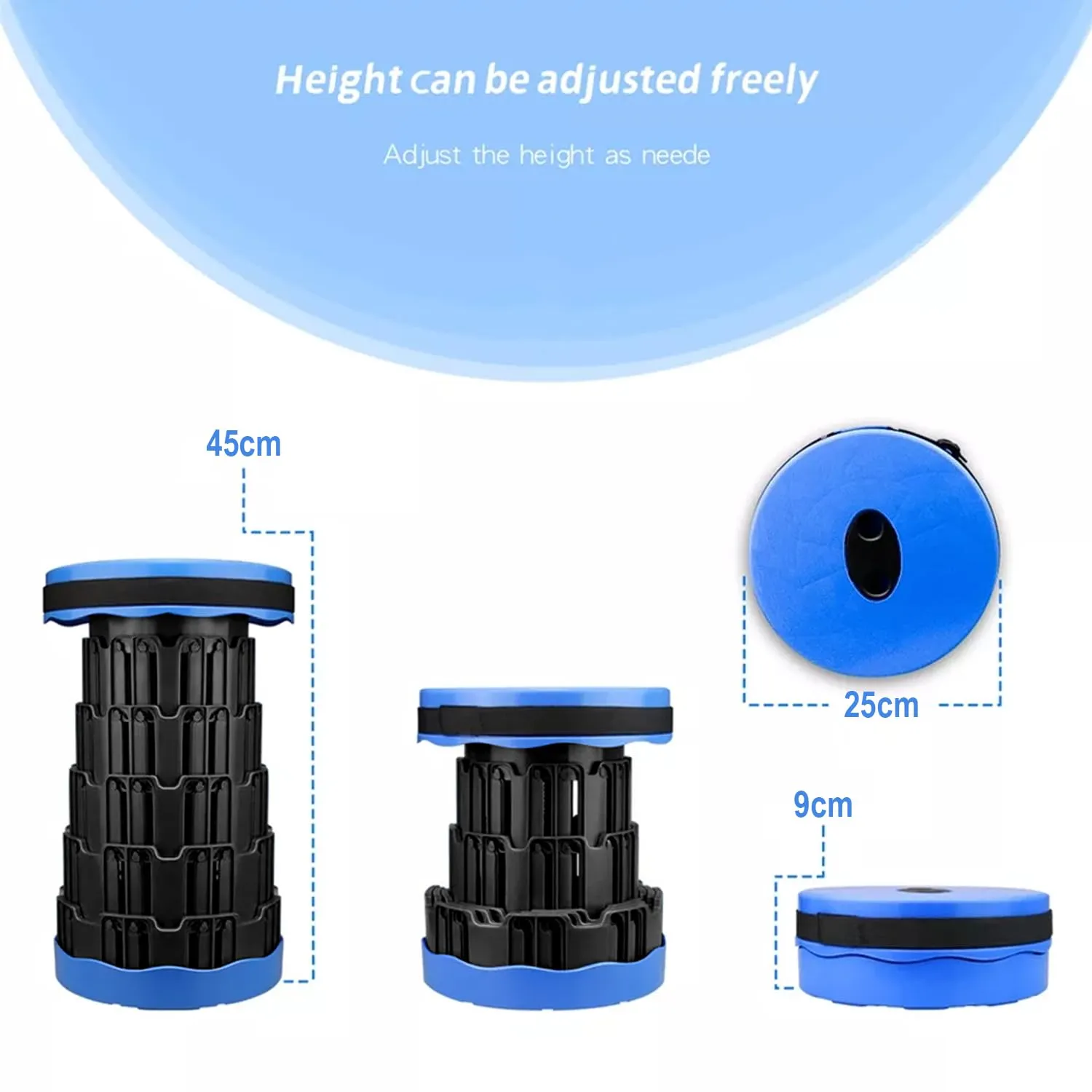 Homestic Telescopic Stool | Collapsible Camping Stool | Foldable Stool for Adults | Stool for Outdoor-Fishing-Hiking-Gardening-Travel | Portable Stool | KXM-2311A | Blue