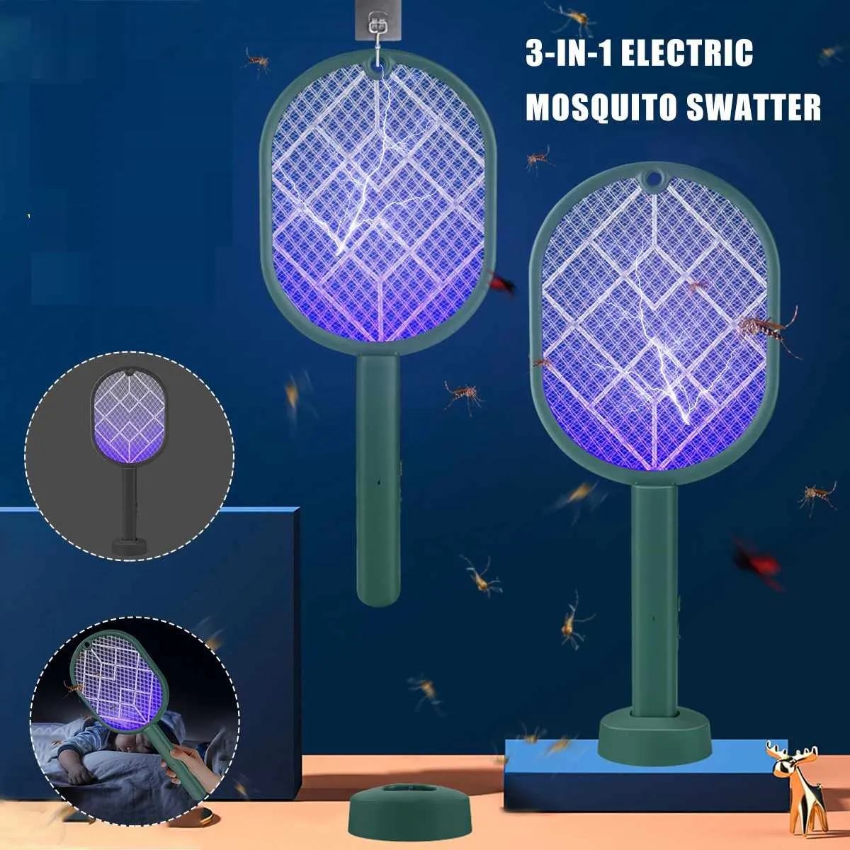 Household 2-in-1 Electric Mosquito Swatter Violet Mosquito Killer Lamp