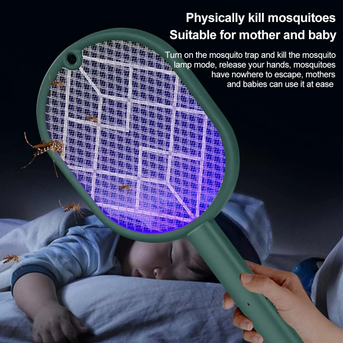 Household 2-in-1 Electric Mosquito Swatter Violet Mosquito Killer Lamp