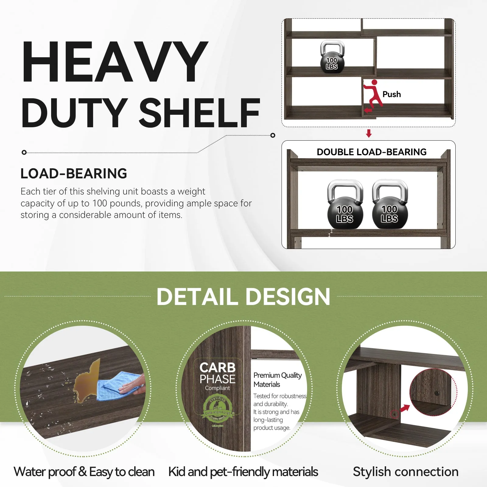 Kaboon 4-Tier Shelving Unit--Eucalyptus