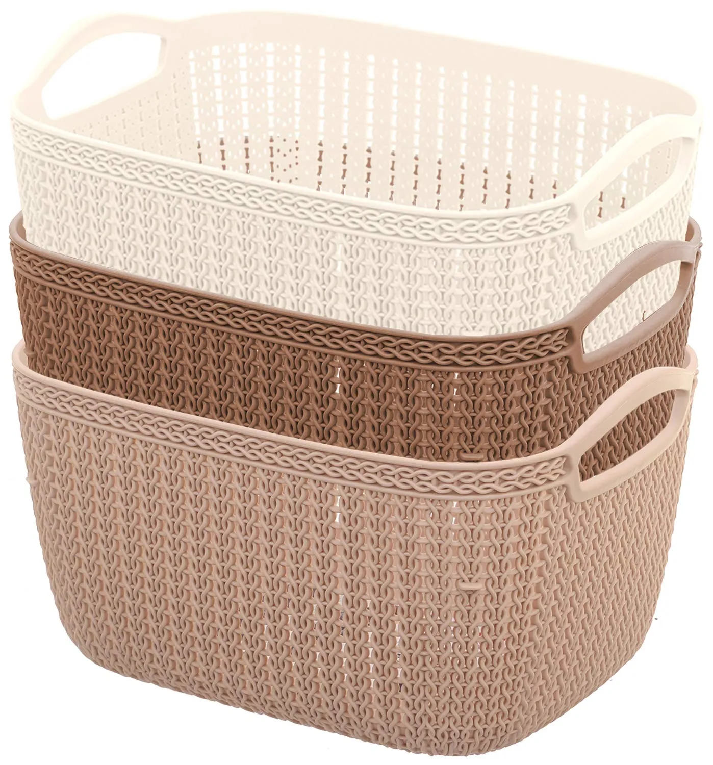 Kuber Industries Plastic Basket with Handle - Fruit & Picnic Tokri - Also for Kitchen & Bathroom Items Storage - Dark Pink