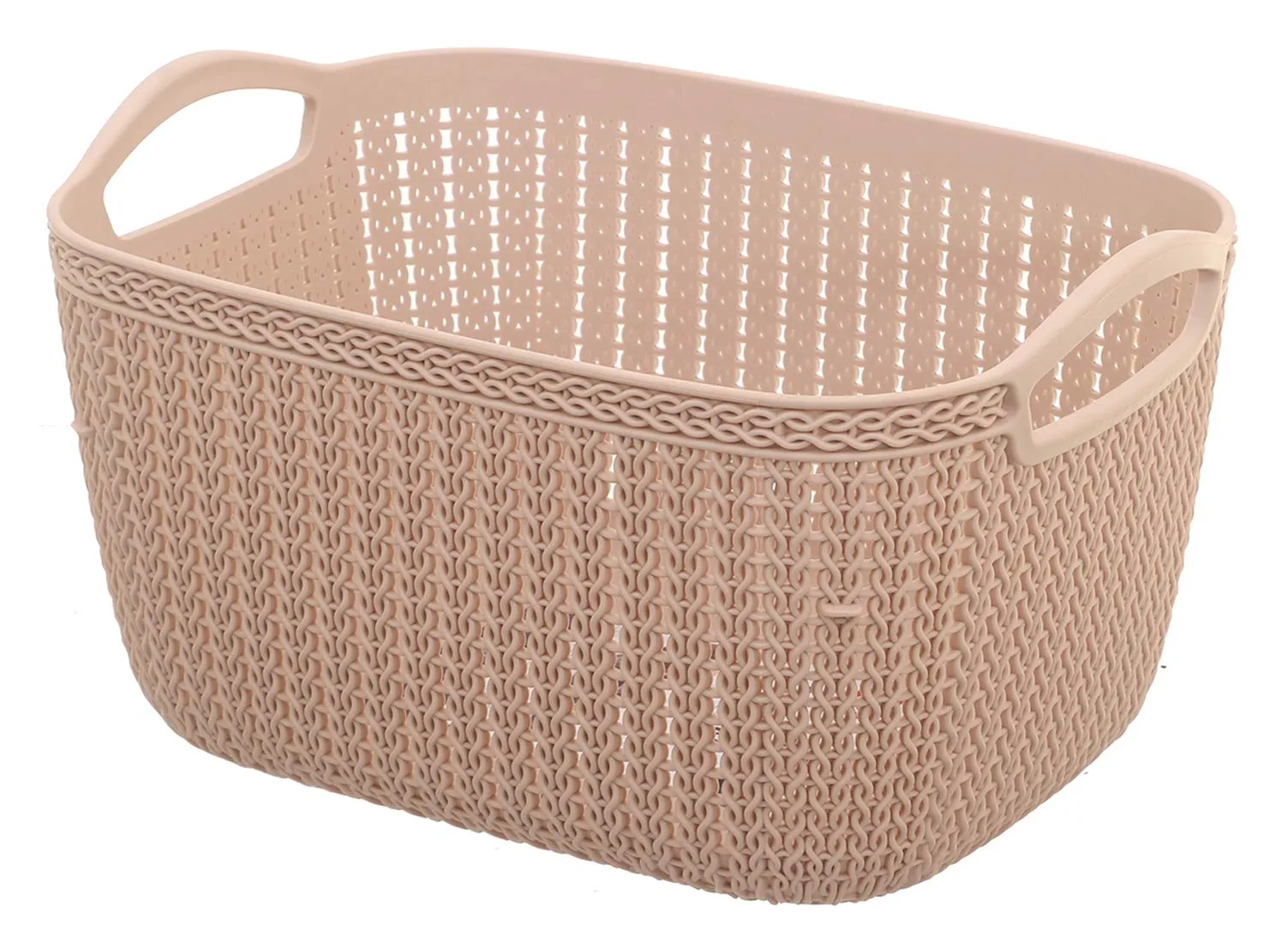 Kuber Industries Plastic Basket with Handle - Fruit & Picnic Tokri - Also for Kitchen & Bathroom Items Storage - Dark Pink