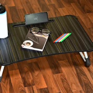 Laptop Table Foldable Portable Notebook Bed Lap Desk Tray Stand Reading Holder with Coffee Cup Slot for Breakfast, Reading & Movie Watching.