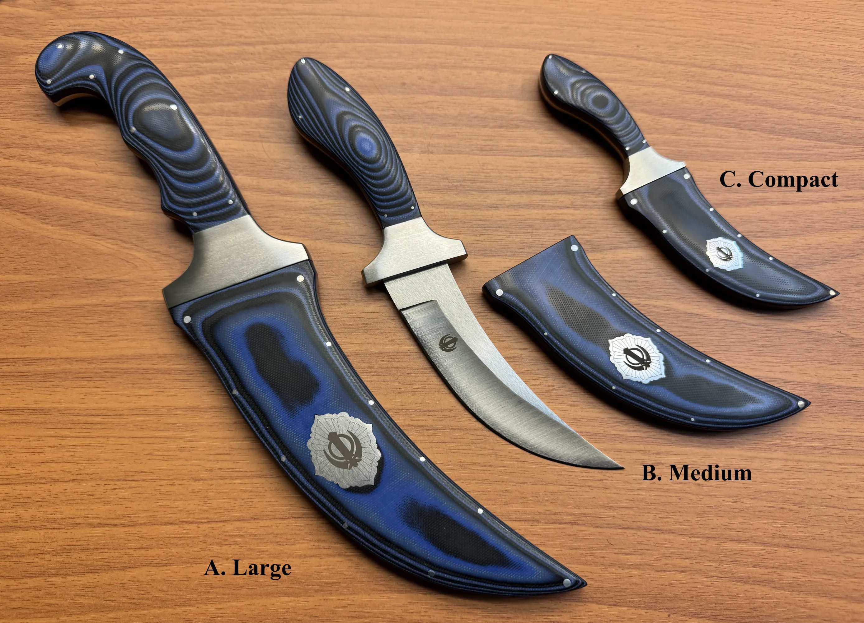 Lightweight Blue G10 (ultra-durable fiberglass laminate) Kirpans - plain or laser engraved