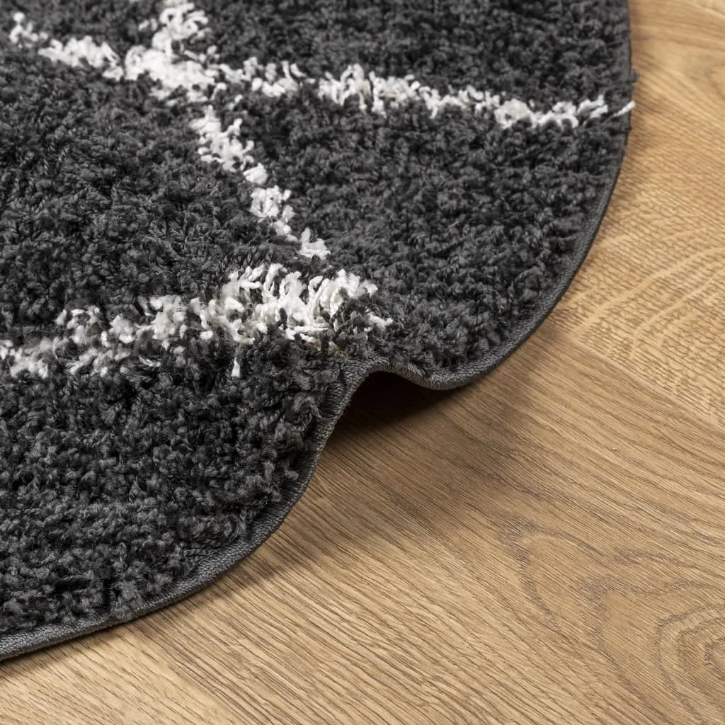 Luxury vidaXL Shaggy Rug PAMPLONA - High Pile, Modern Design, Black & Cream, Ø 200 cm