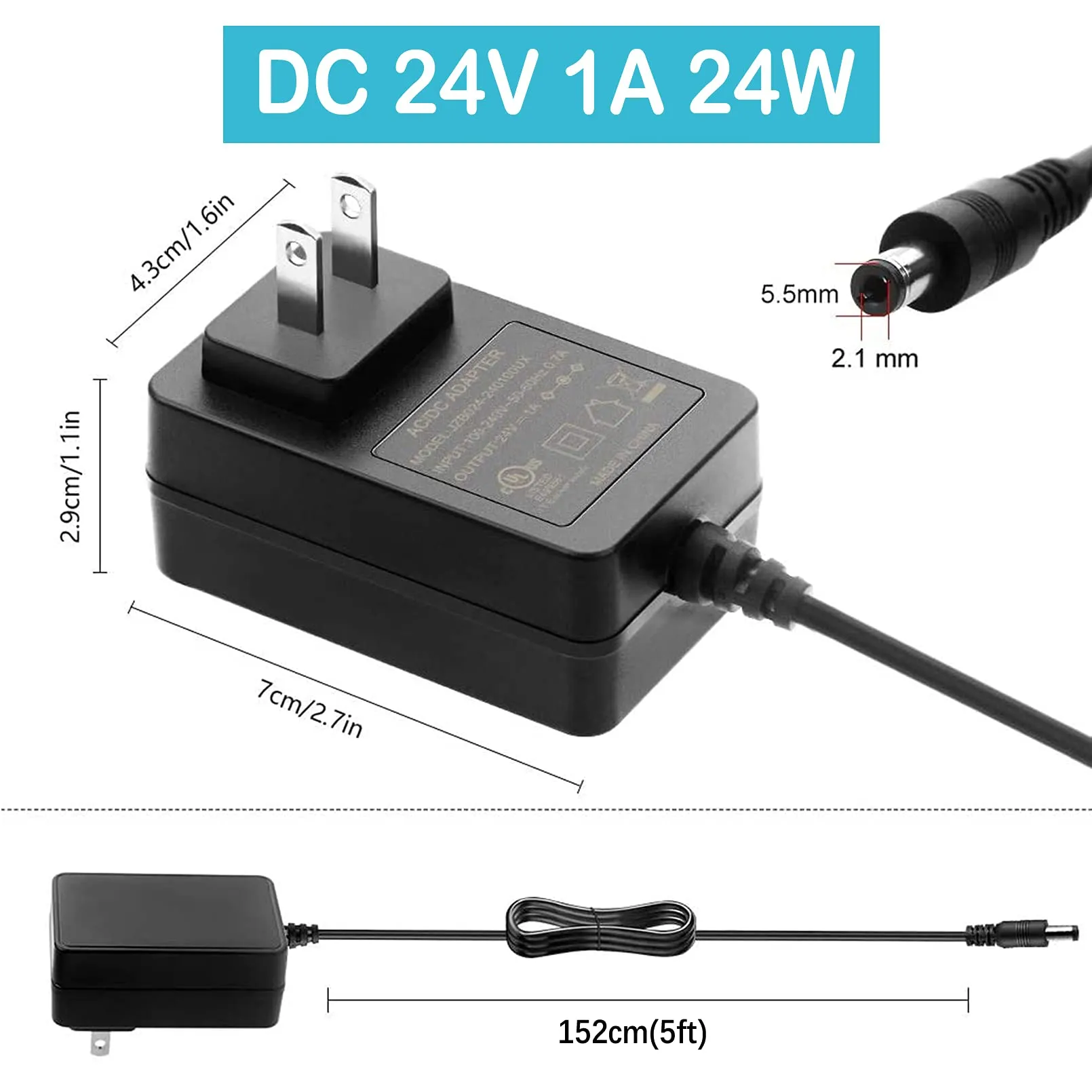 Massage Gun Charger Output: DC 24V 1A Support 25.2V Massage Gun Power Cord