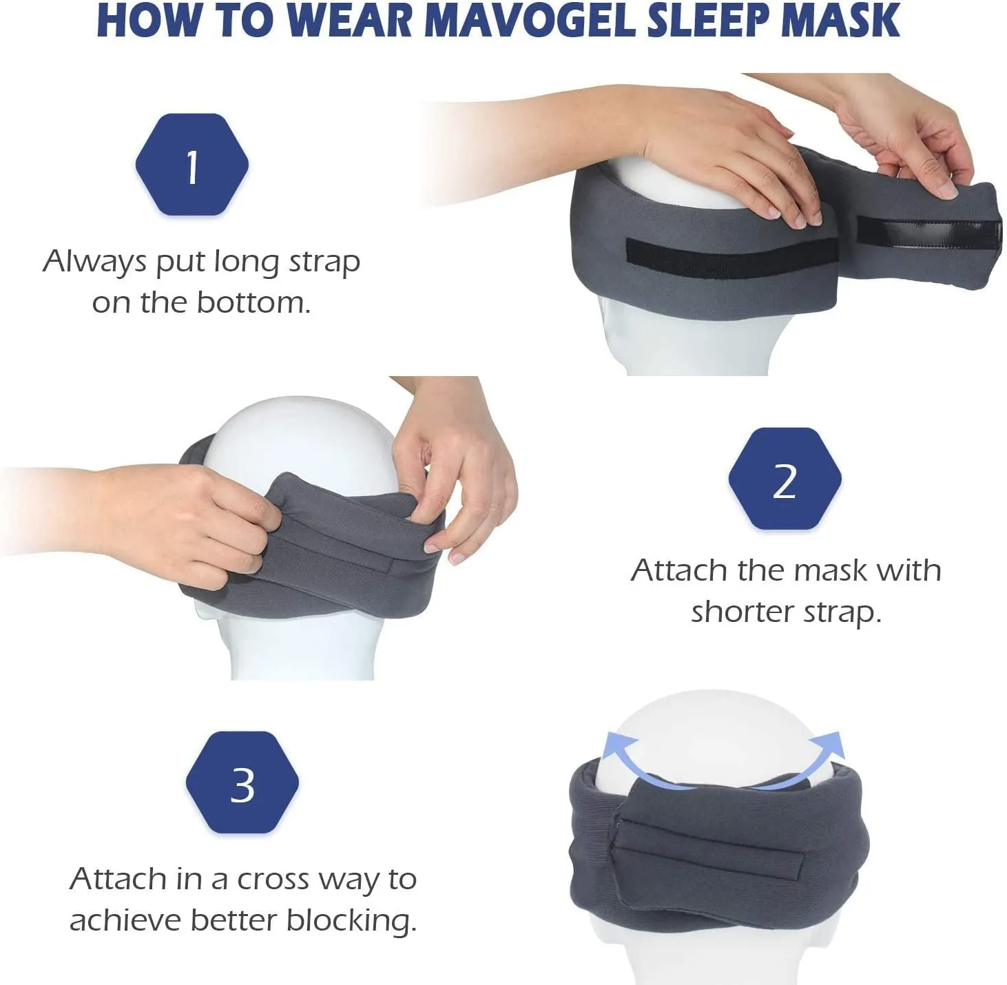 Mavogel 2019 New Sleep Eye Mask - Skin Friendly Modal Material & Light Blocking Sleeping Mask for Home/Flight/Shift Work, 100% Handmade, Fully Adjustable Strap, Full Eye Covers for Women/Men Sleeping