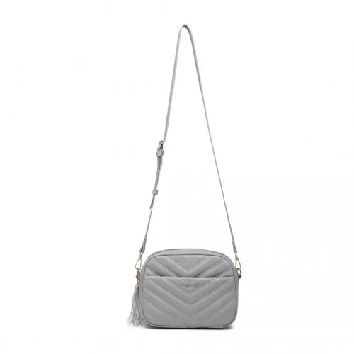 Miss LuLu Lightweight Quilted Leather Crossbody Bag - Grey | Stylish & Practical