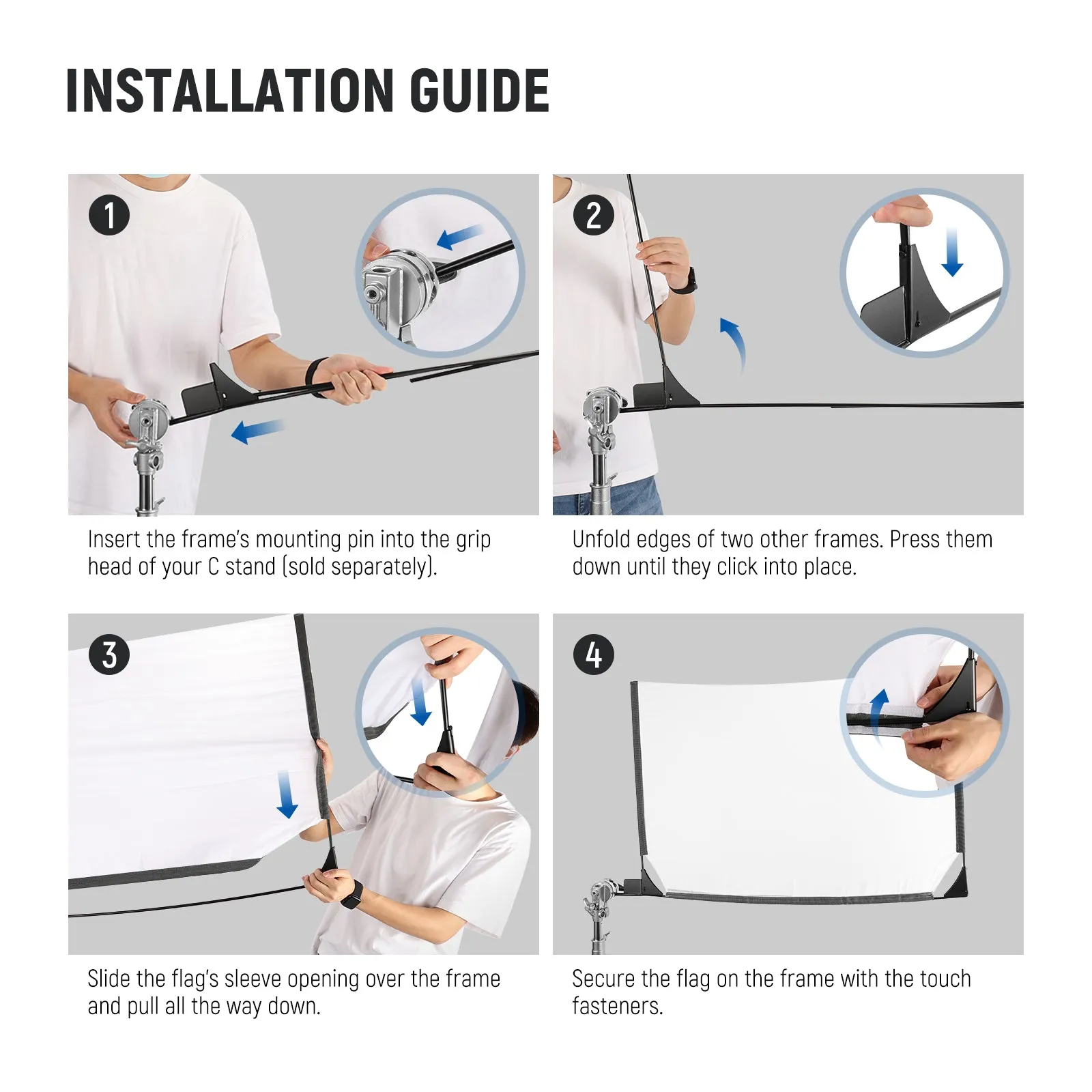 NEEWER 5 in 1 Photography Foldable Scrim Flag Kit