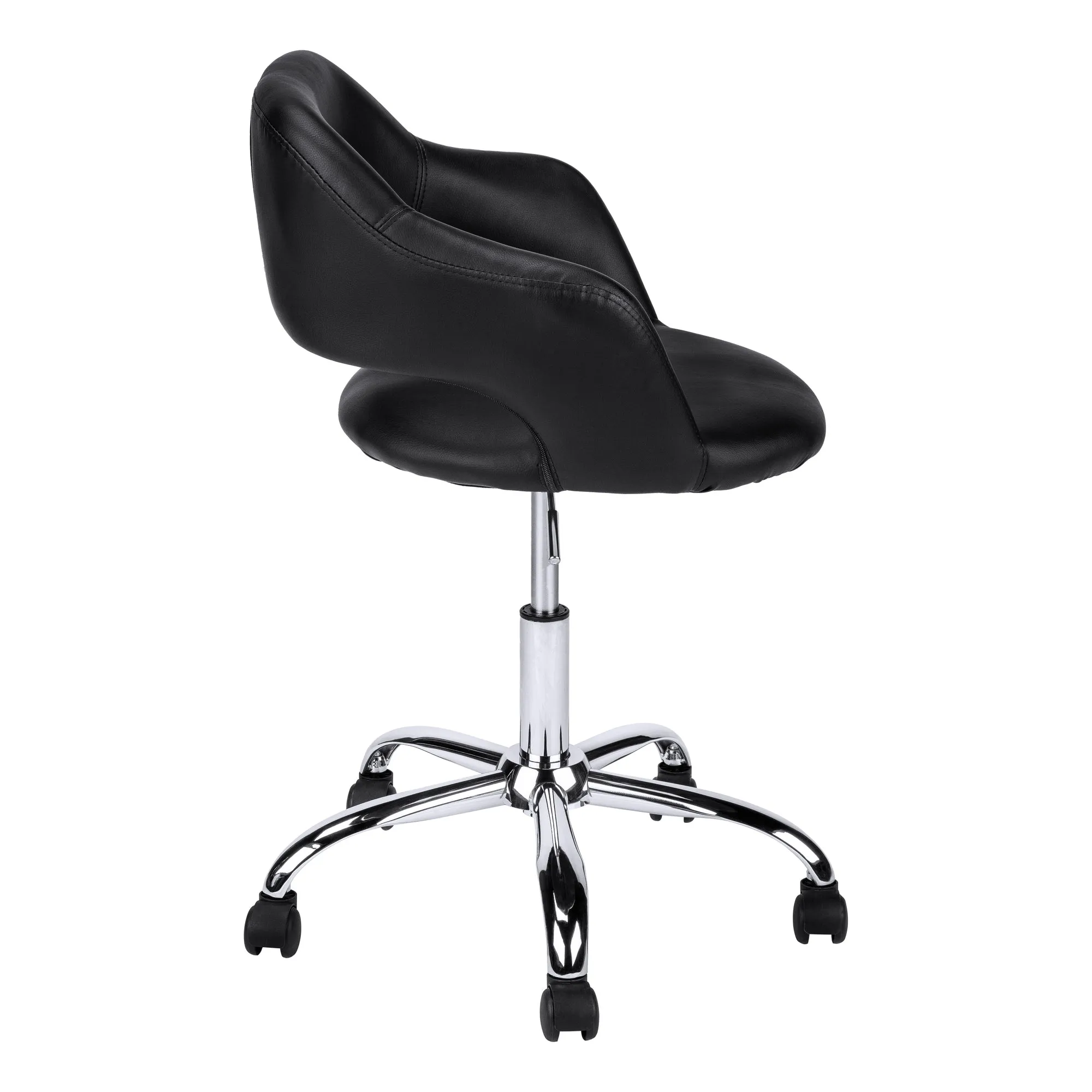 Office Chair, Adjustable Height, Swivel, Ergonomic, Armrests, Computer Desk, Work, Black Leather Look, Chrome Metal, Contemporary, Modern