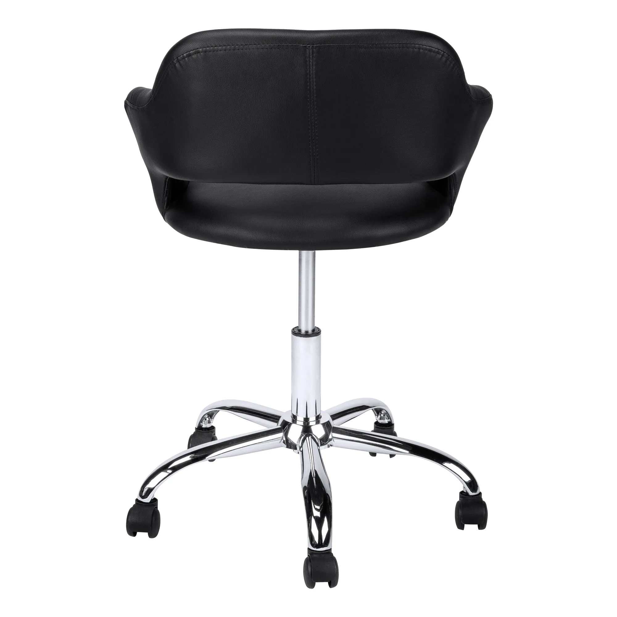 Office Chair, Adjustable Height, Swivel, Ergonomic, Armrests, Computer Desk, Work, Black Leather Look, Chrome Metal, Contemporary, Modern