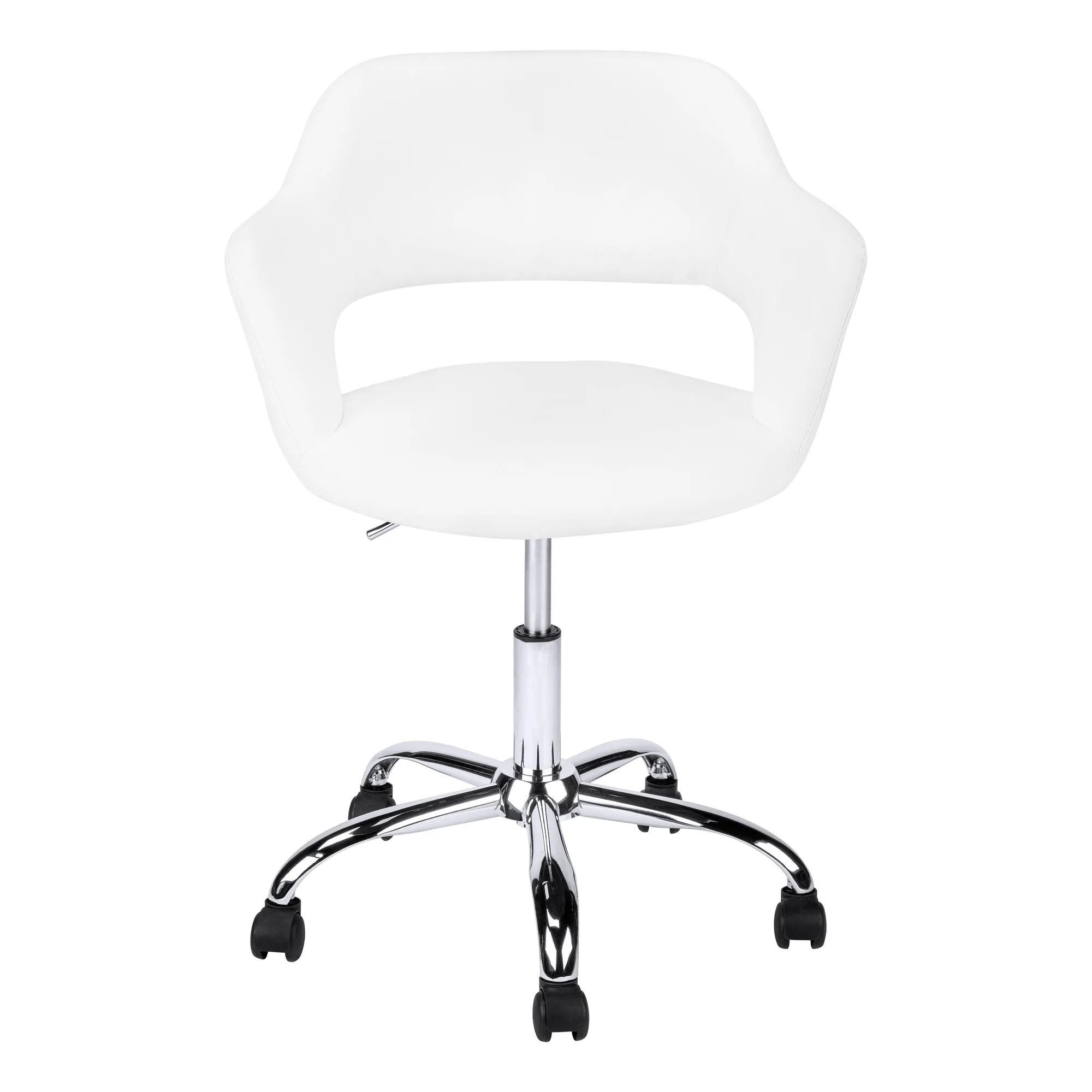 Office Chair, Adjustable Height, Swivel, Ergonomic, Armrests, Computer Desk, Work, White Leather Look, Chrome Metal, Contemporary, Modern