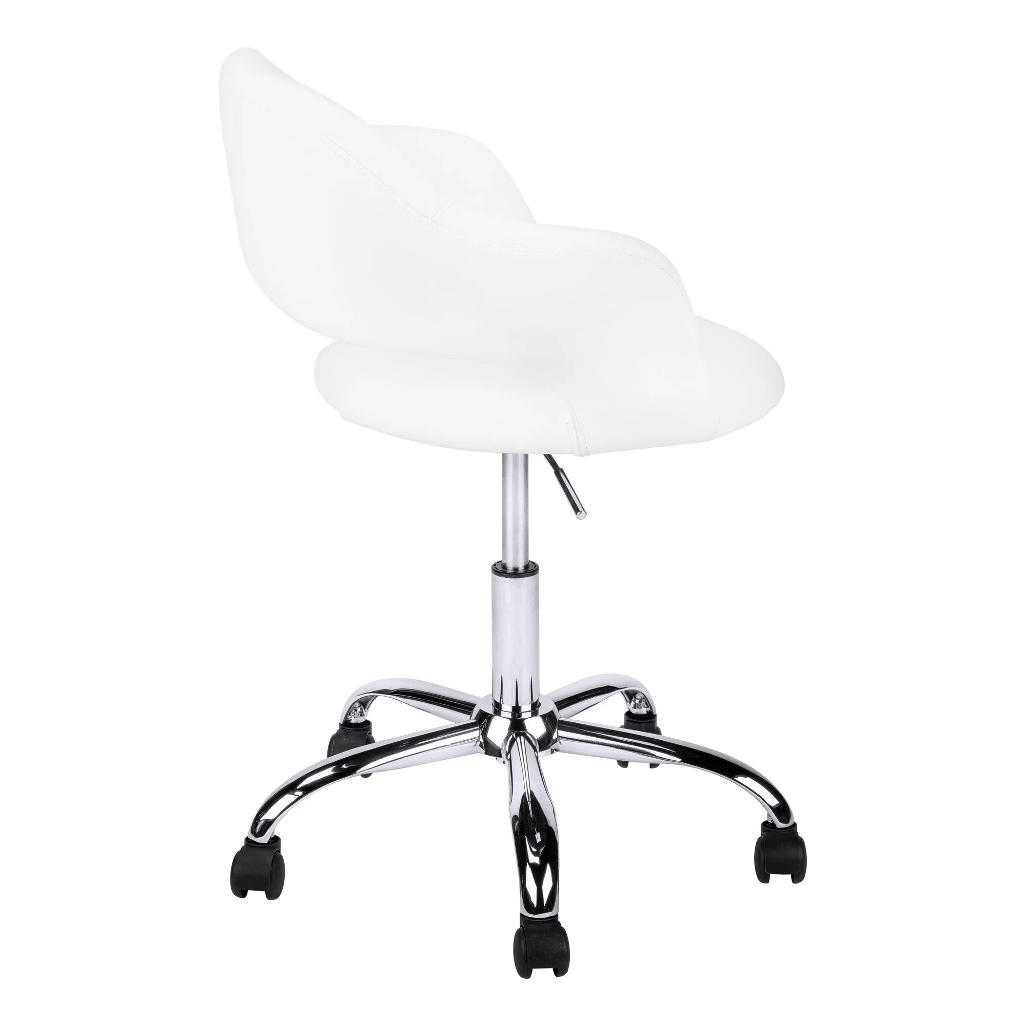 Office Chair, Adjustable Height, Swivel, Ergonomic, Armrests, Computer Desk, Work, White Leather Look, Chrome Metal, Contemporary, Modern