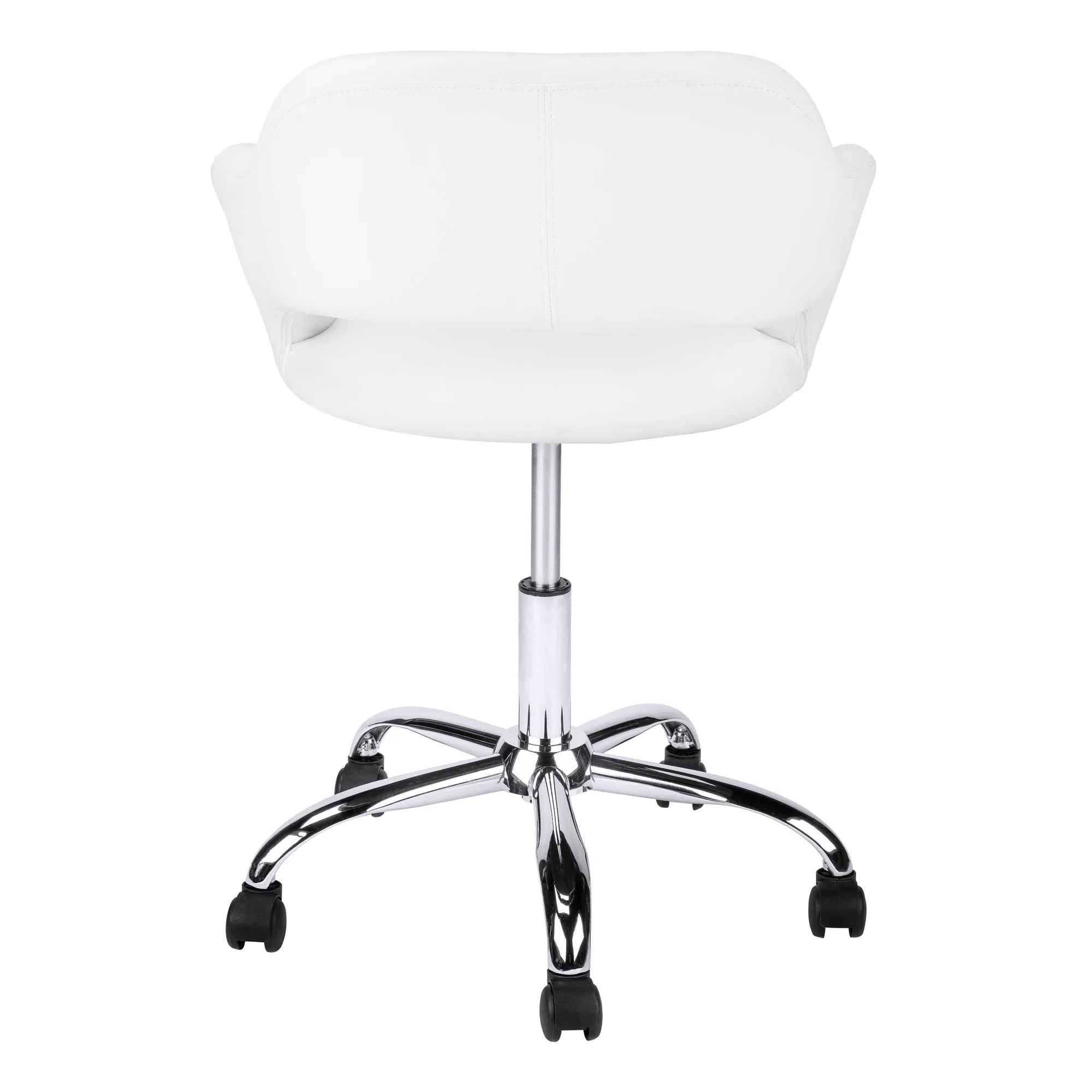 Office Chair, Adjustable Height, Swivel, Ergonomic, Armrests, Computer Desk, Work, White Leather Look, Chrome Metal, Contemporary, Modern