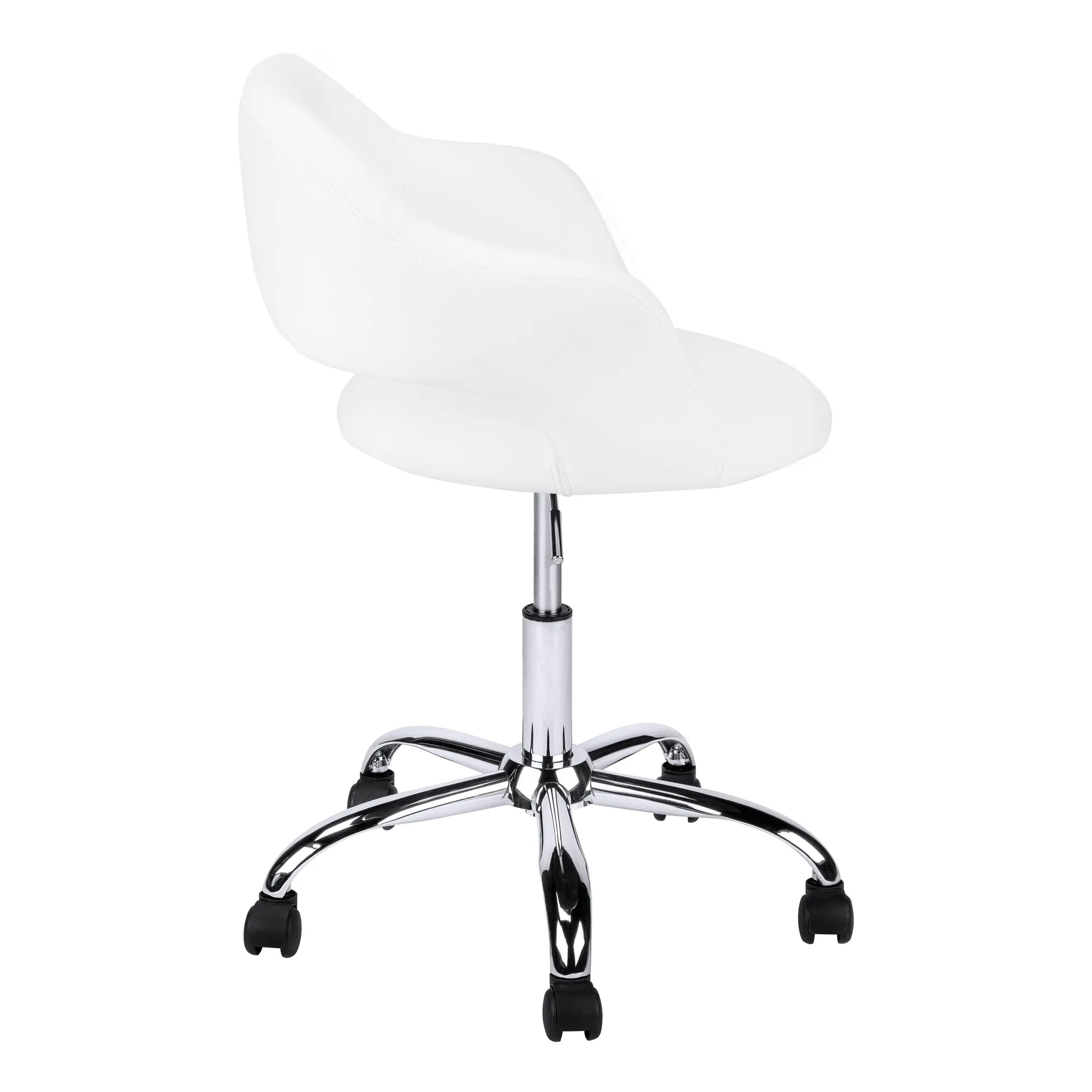 Office Chair, Adjustable Height, Swivel, Ergonomic, Armrests, Computer Desk, Work, White Leather Look, Chrome Metal, Contemporary, Modern