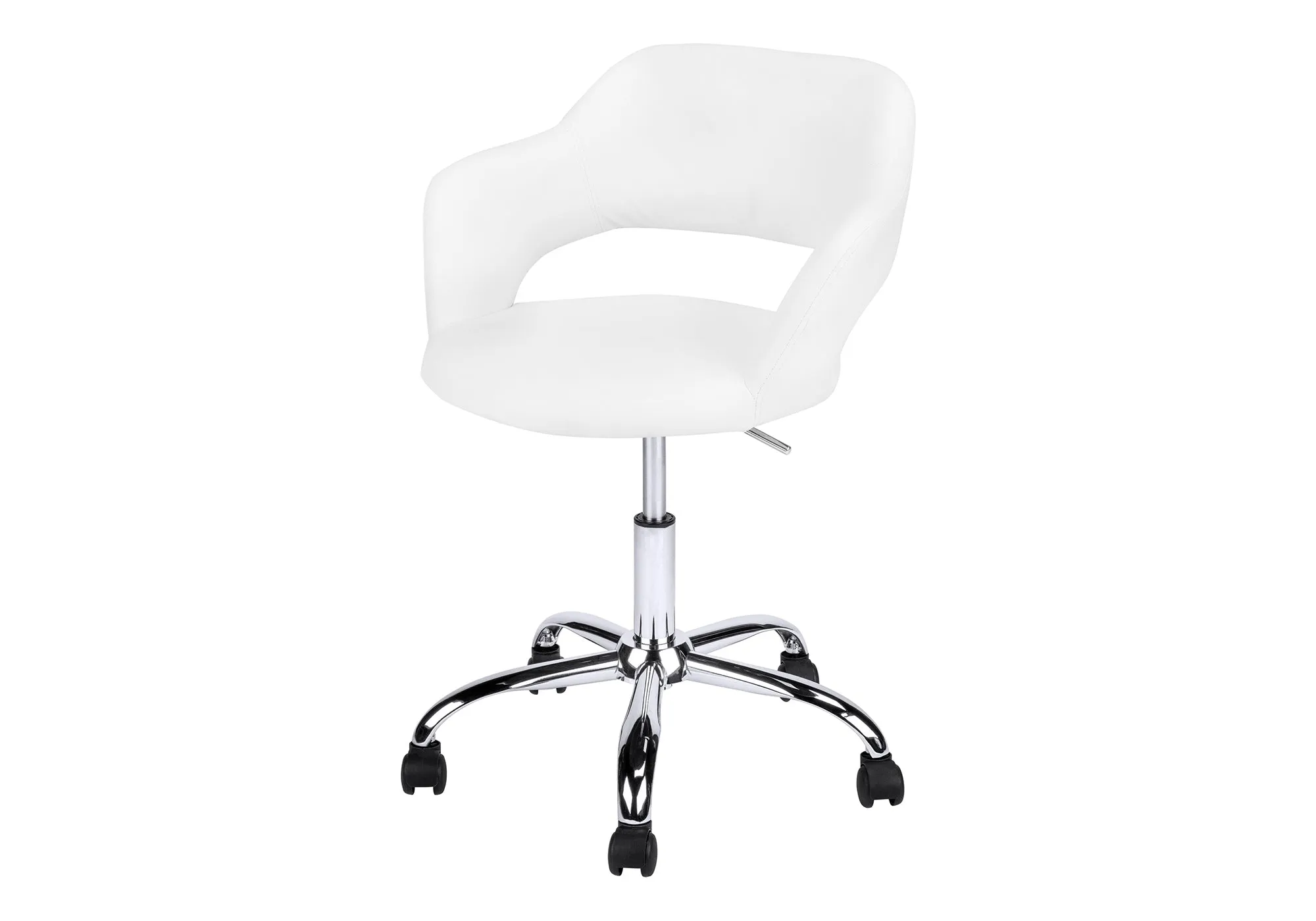 Office Chair, Adjustable Height, Swivel, Ergonomic, Armrests, Computer Desk, Work, White Leather Look, Chrome Metal, Contemporary, Modern