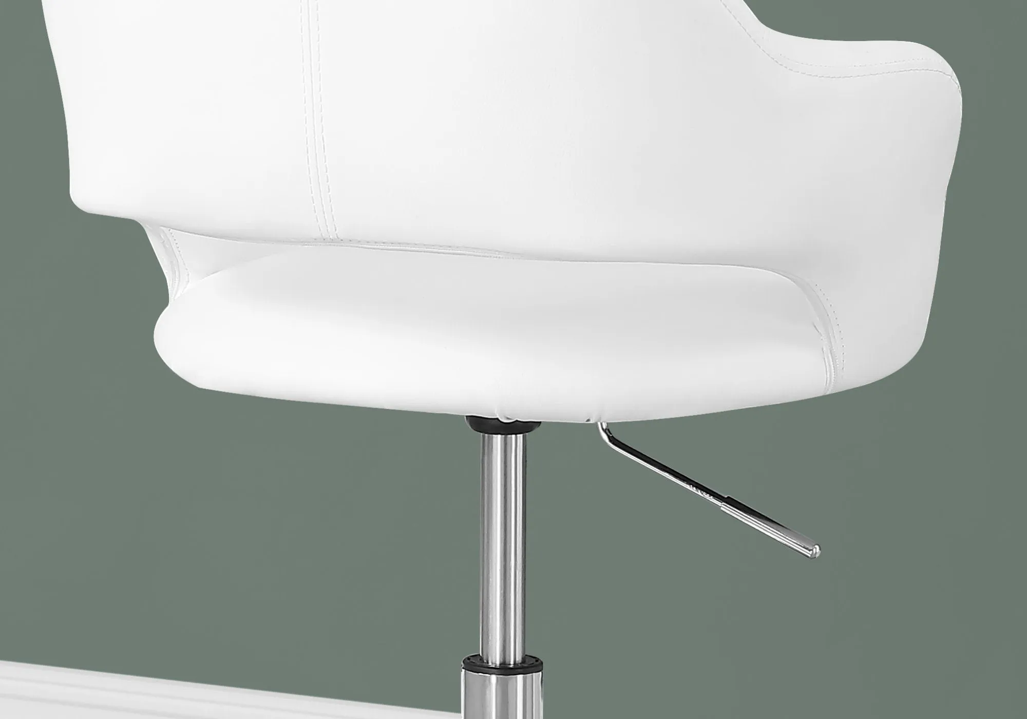 Office Chair, Adjustable Height, Swivel, Ergonomic, Armrests, Computer Desk, Work, White Leather Look, Chrome Metal, Contemporary, Modern