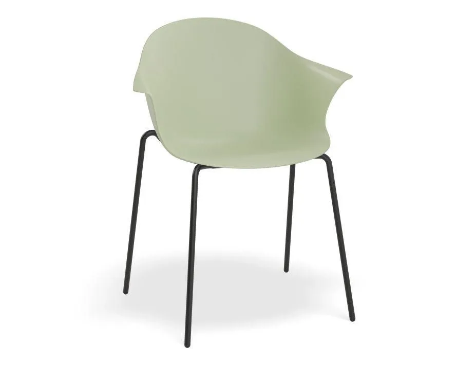 Pebble Armchair Mint Green with Shell Seat - Pyramid Fixed Base with Castors