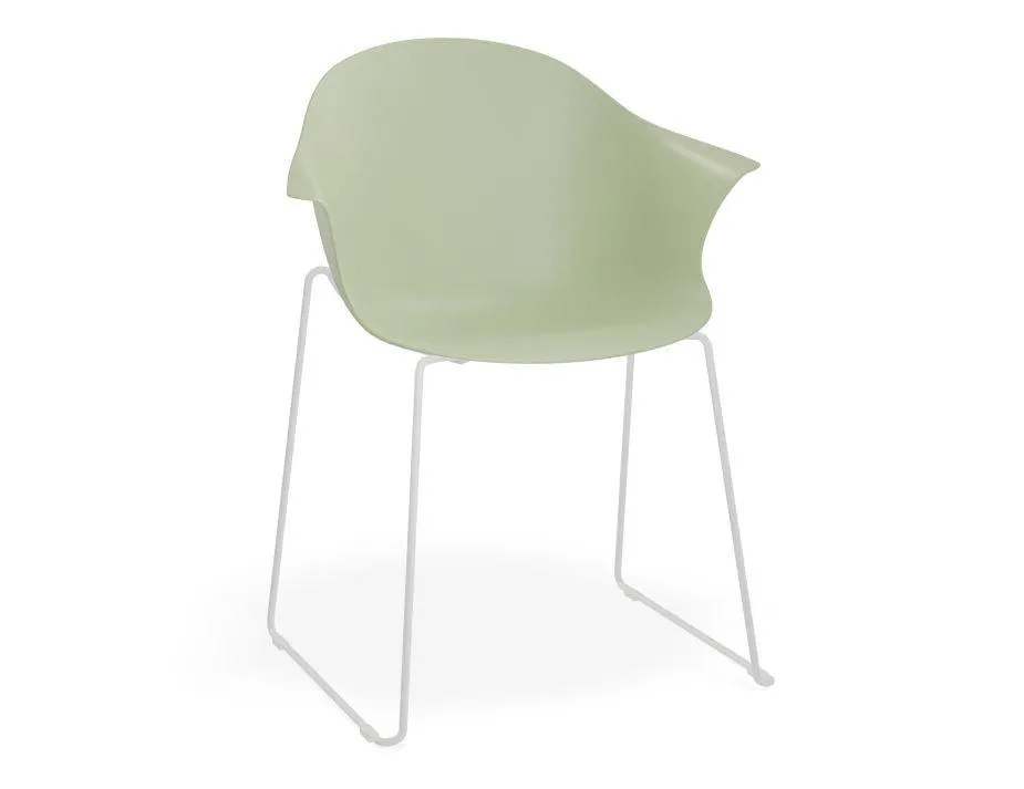 Pebble Armchair Mint Green with Shell Seat - Pyramid Fixed Base with Castors