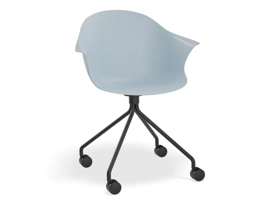 Pebble Armchair Pale Blue with Shell Seat - Swivel Base