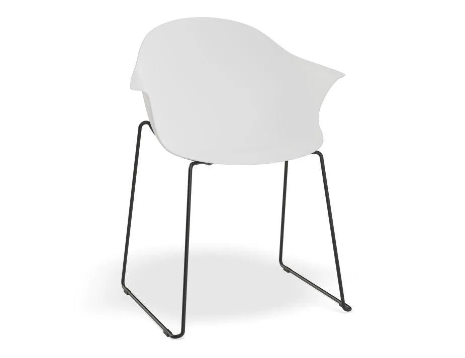 Pebble Armchair White with Shell Seat - Pyramid Fixed Base