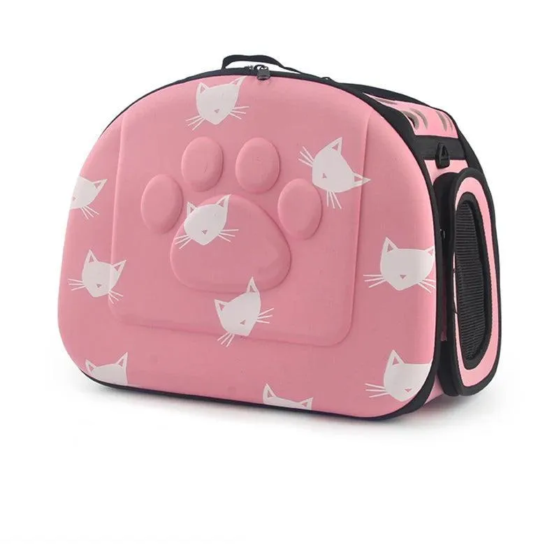 Portable Cat and Dog Travel Bag: Stylish Cat Print Carrier - On-the-Go Comfort