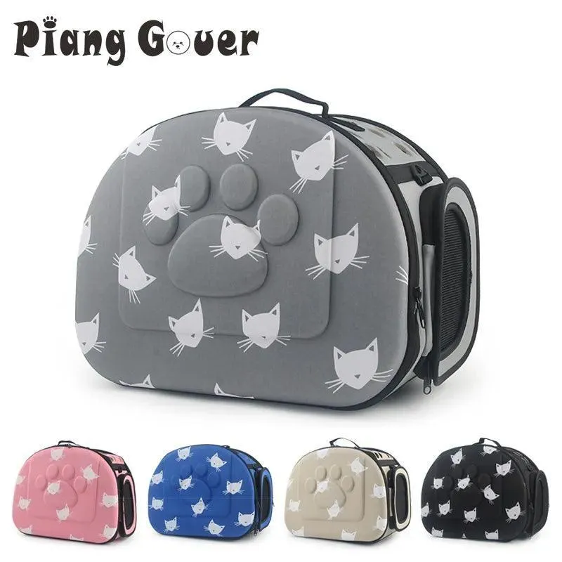 Portable Cat and Dog Travel Bag: Stylish Cat Print Carrier - On-the-Go Comfort