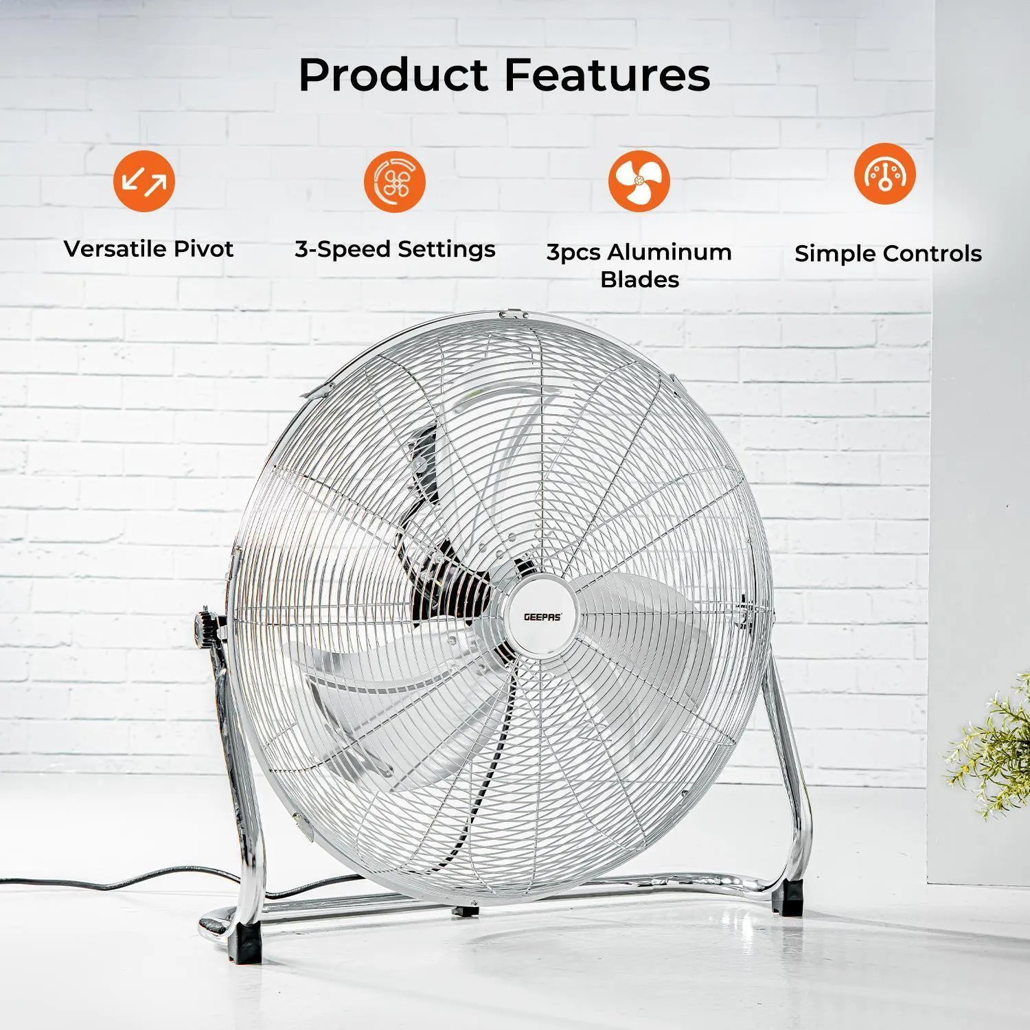 Premium 20-Inch Powerful 3-Speed Metal Floor Fan