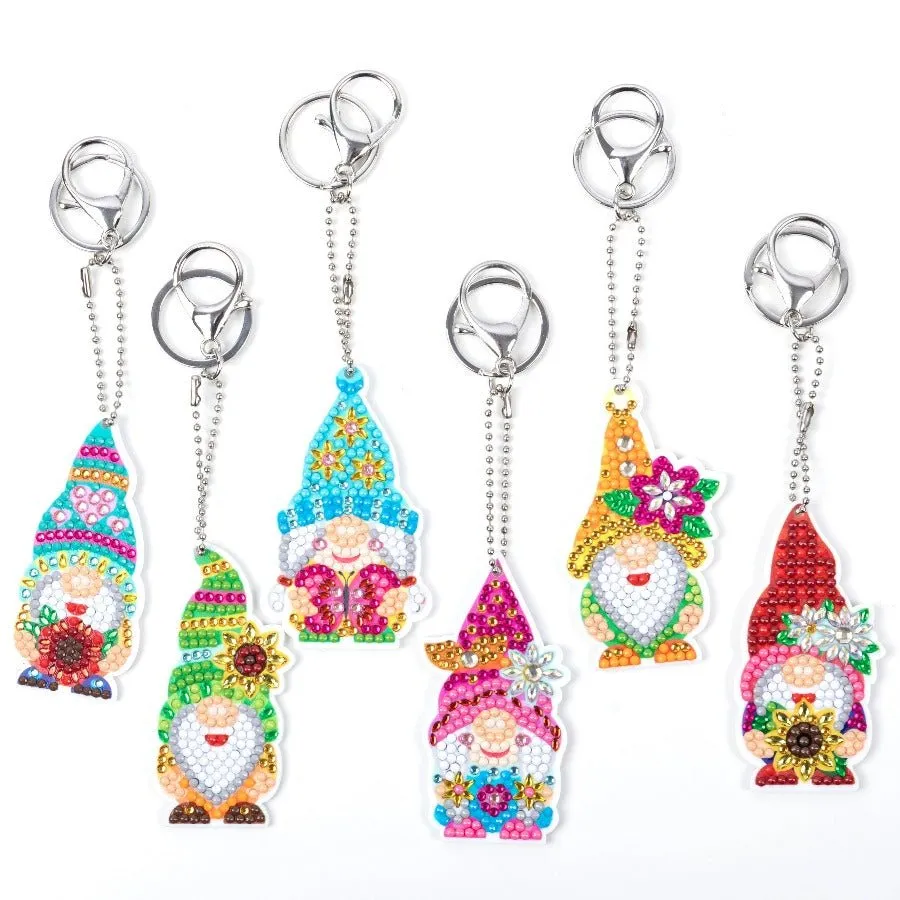 "Garden Gnomes" Crystal Art Keyring Set