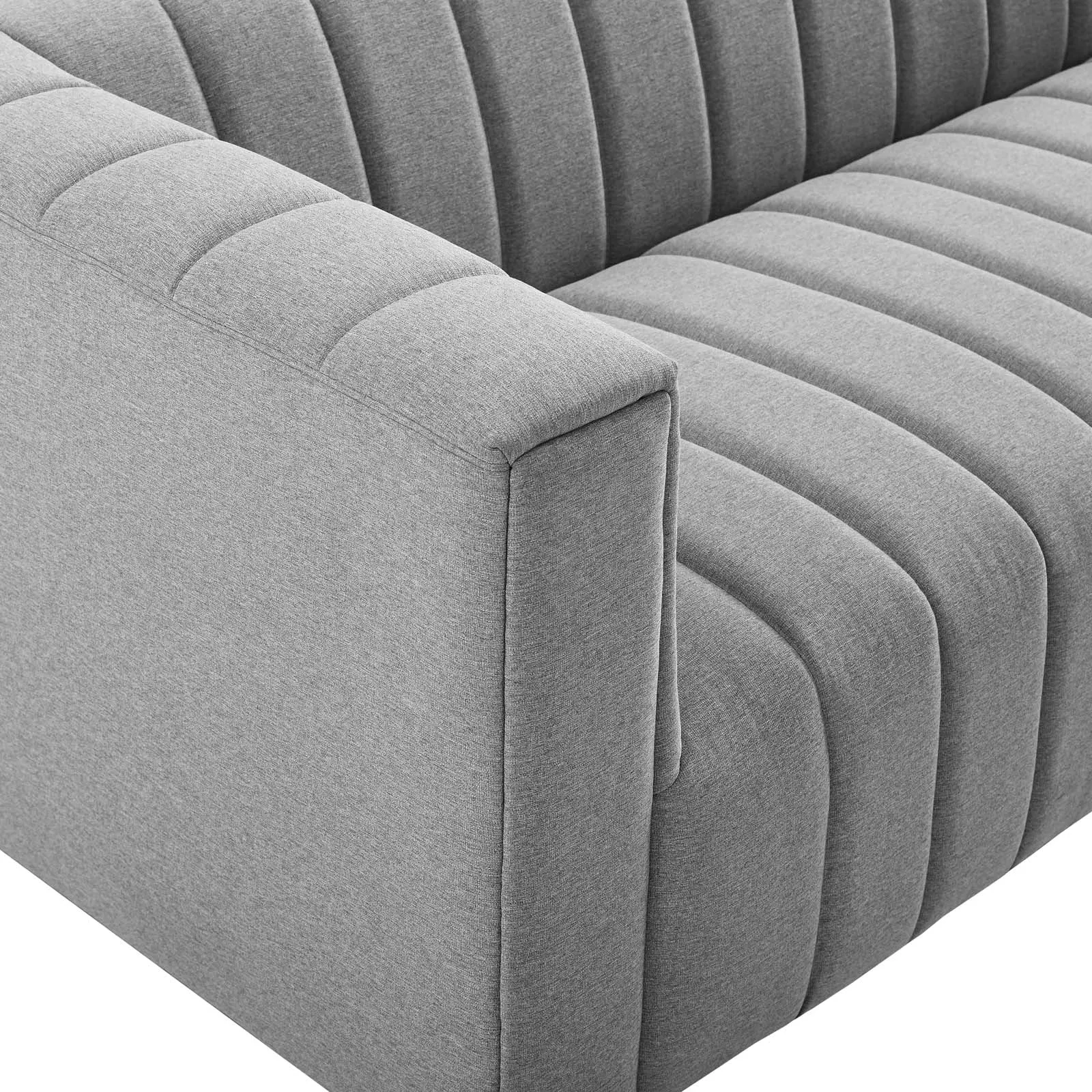 Reflection Channel Tufted Upholstered Fabric Sofa