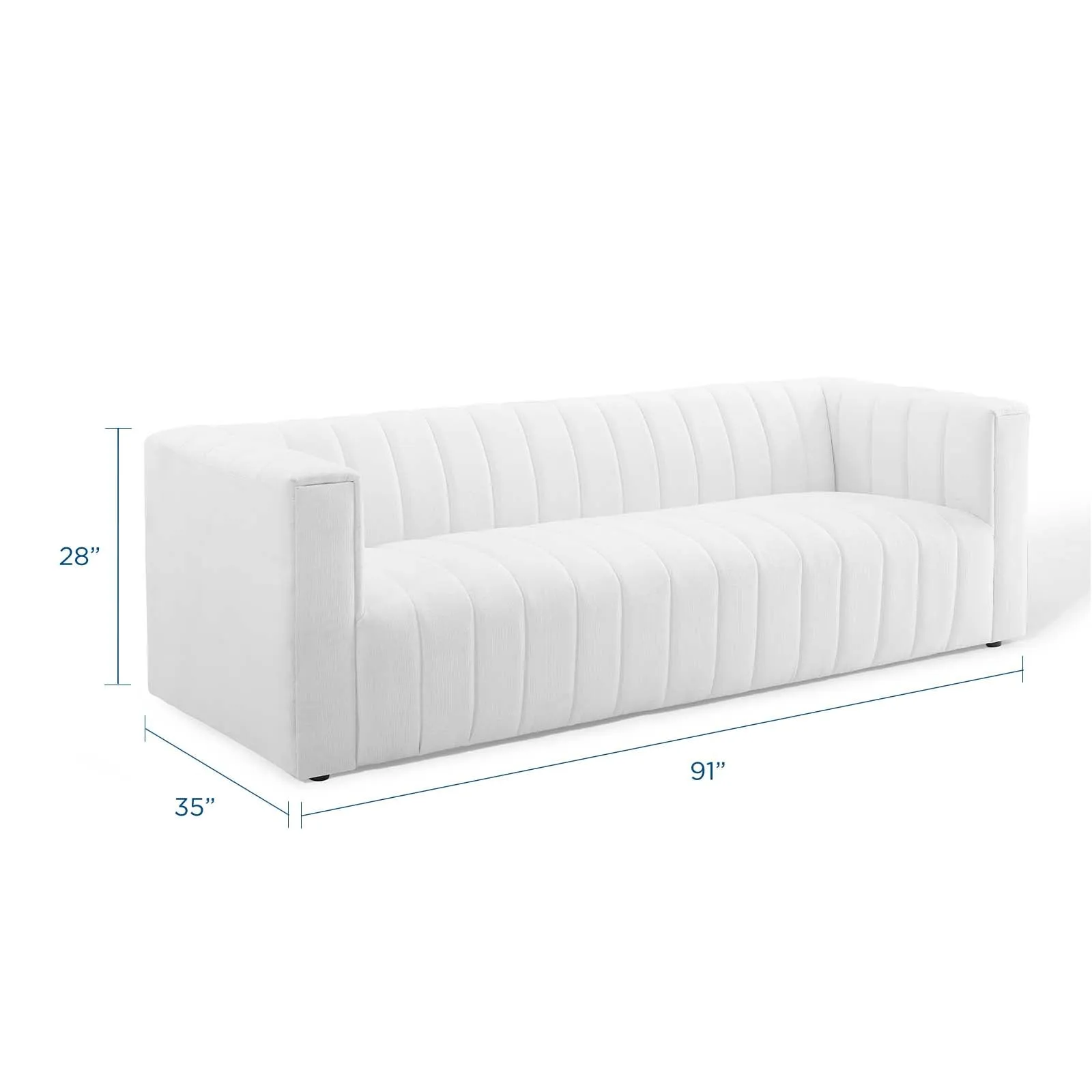 Reflection Channel Tufted Upholstered Fabric Sofa