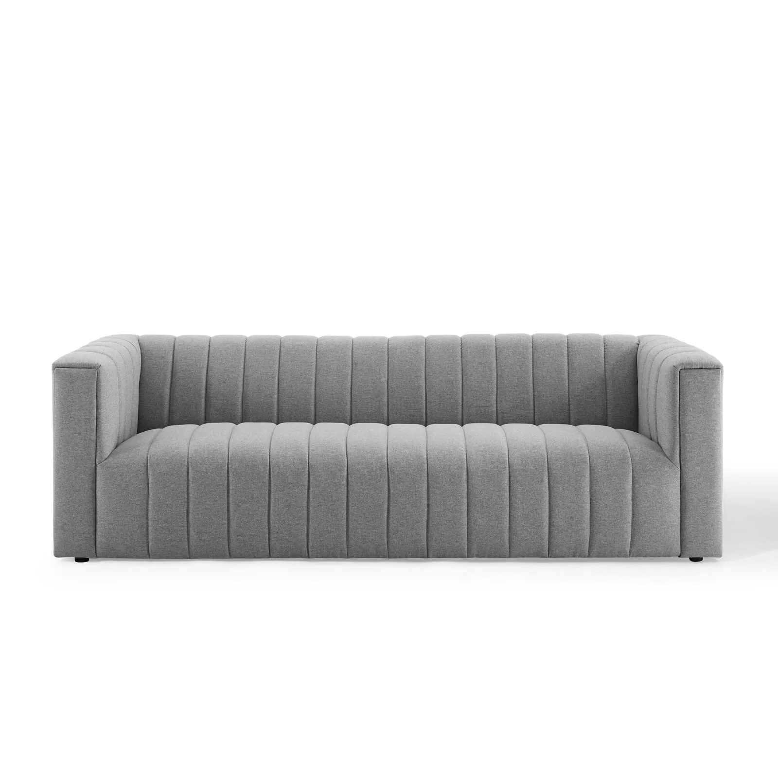 Reflection Channel Tufted Upholstered Fabric Sofa