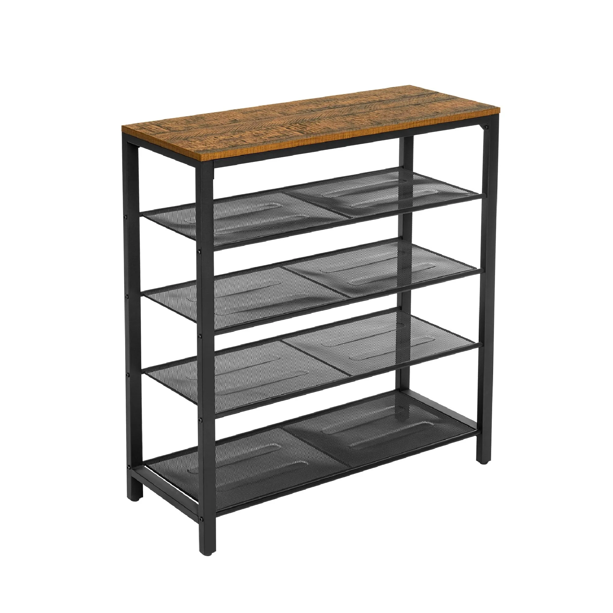 Retro Industrial Shoe Rack, Five-layer Design, Black Painted Iron