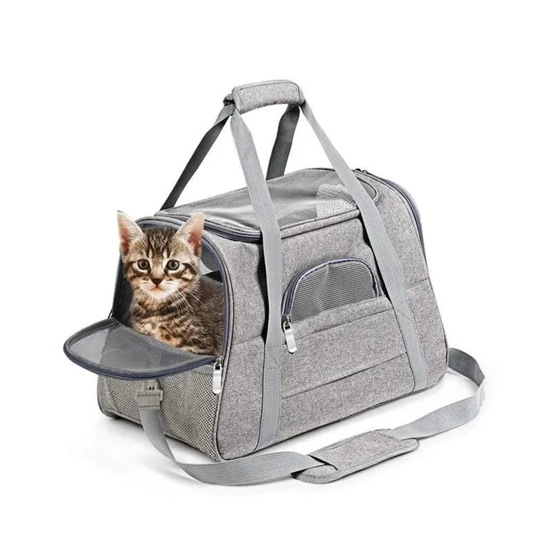 Soft Pet Carrier: Stylish Travel Bag with Secure Zippers for Happy Pets