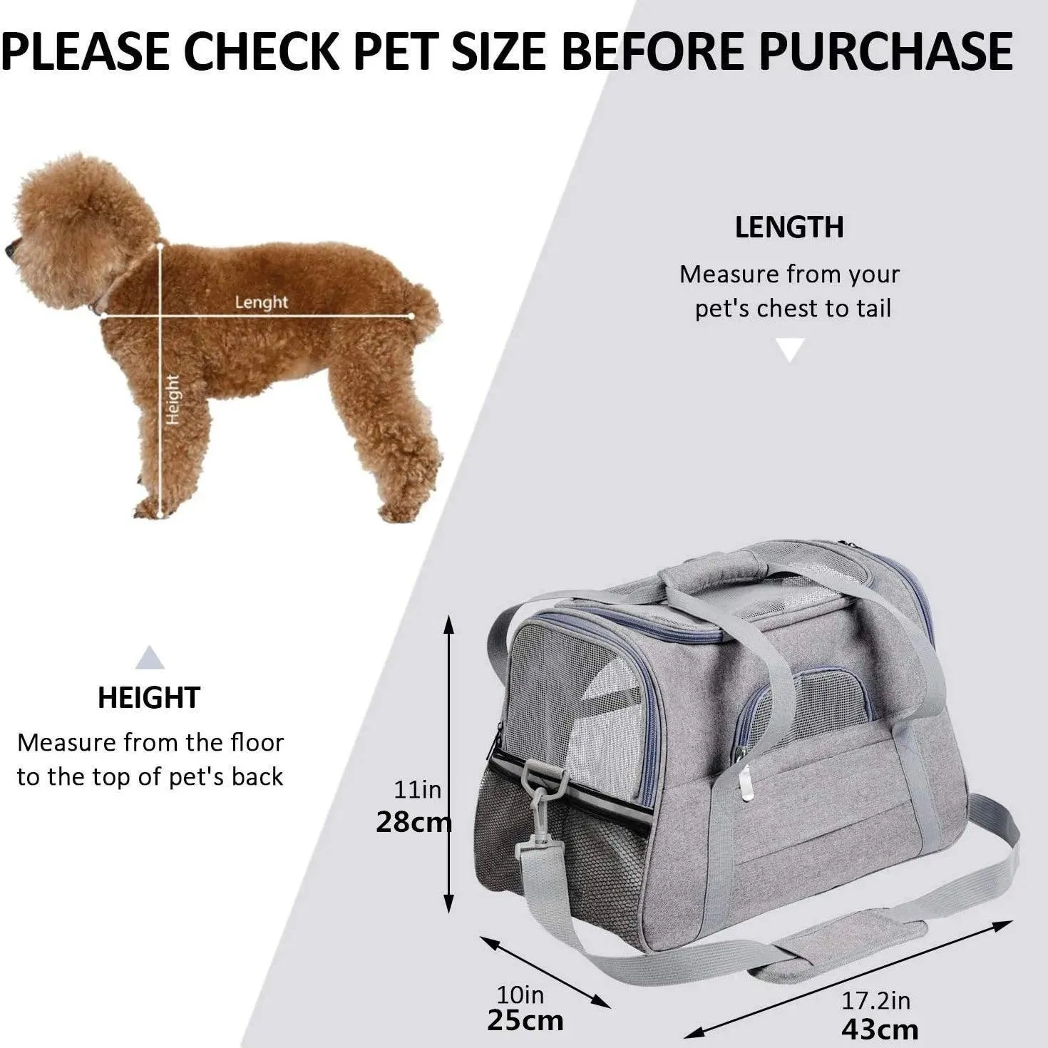 Soft Pet Carrier: Stylish Travel Bag with Secure Zippers for Happy Pets