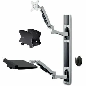 StarTech.com Wall Mount Workstation, VESA Mount 22lb/10kg, Fully Articulating Monitor Mount & Keyboard Tray, Standing Desk w/PC Bracket