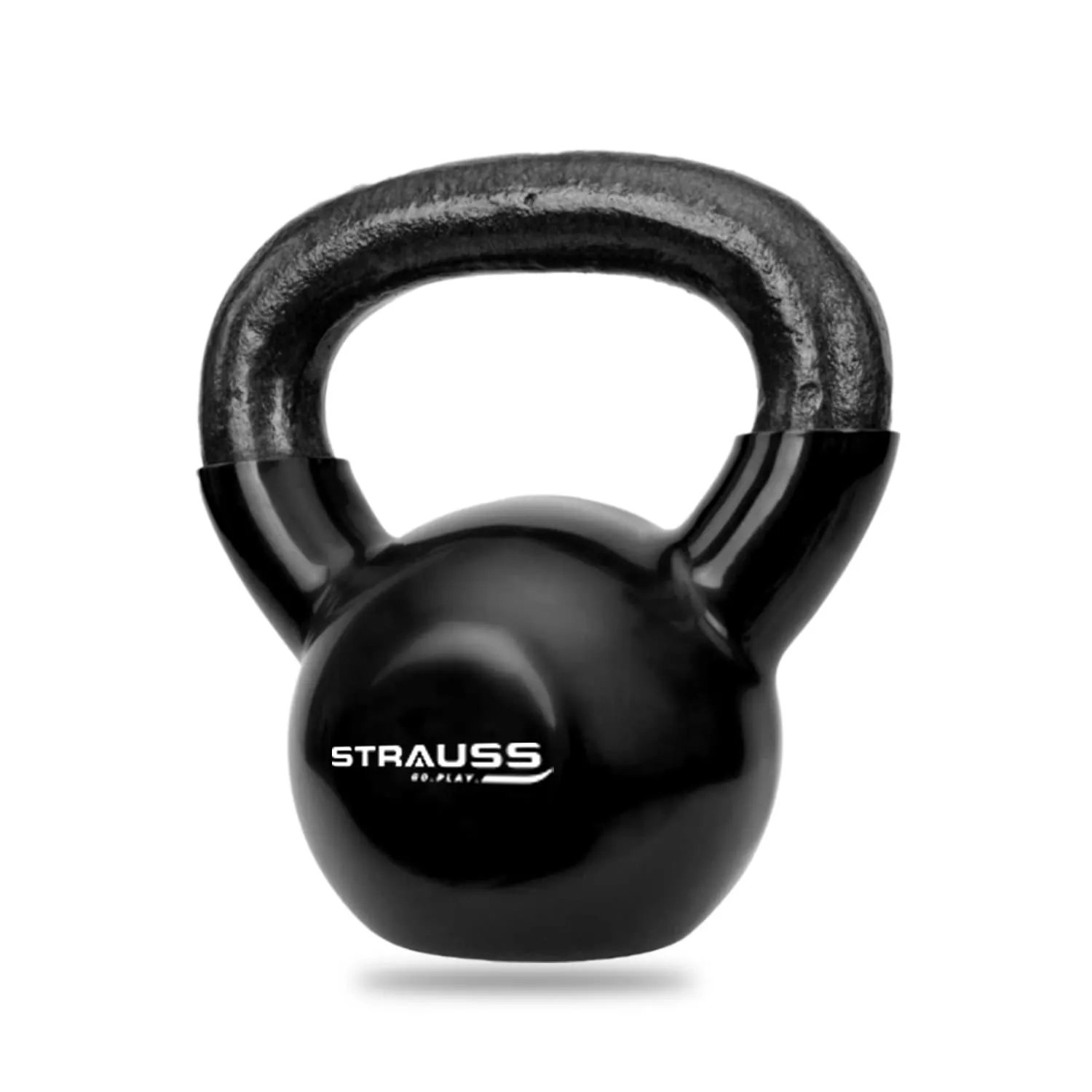 Strauss Premium Vinyl Kettlebell Weight for Men & Women | 14 Kg | Ideal for Home Workout, Yoga, Pilates, Gym Exercises | Non-Slip, Easy to Hold, Scratch Resistant (Black)