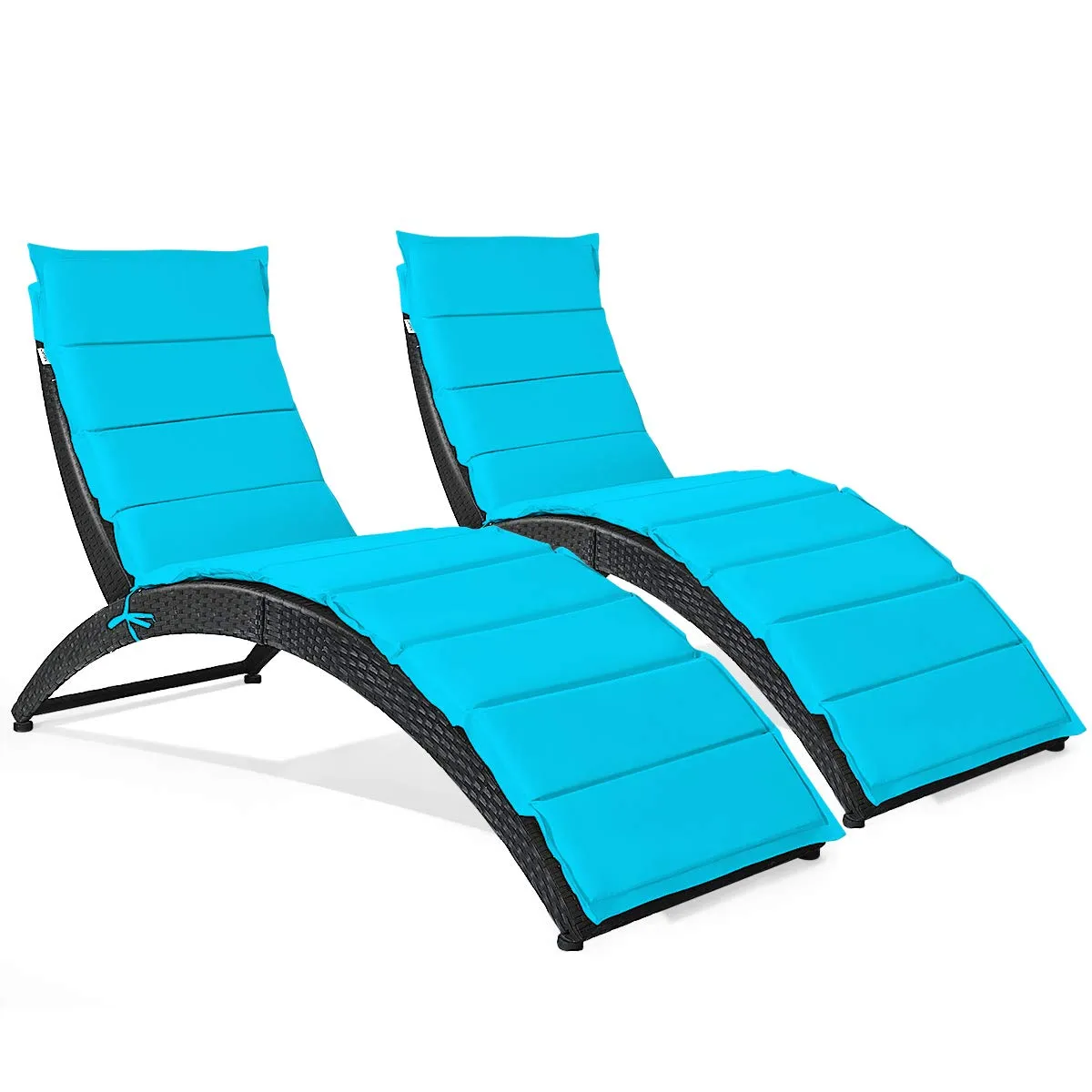 Tangkula Foldable Patio Lounge Chair, Outdoor Rattan Lounger Chaise