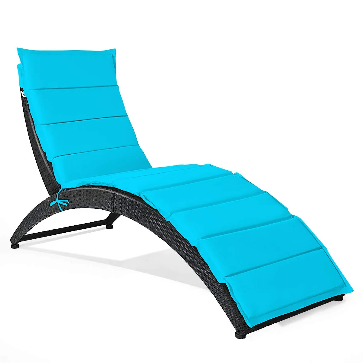 Tangkula Foldable Patio Lounge Chair, Outdoor Rattan Lounger Chaise