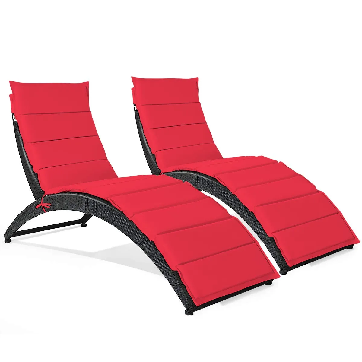 Tangkula Foldable Patio Lounge Chair, Outdoor Rattan Lounger Chaise