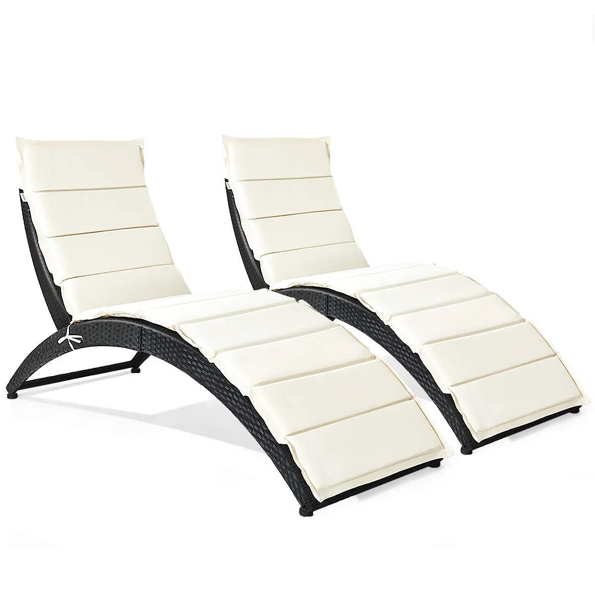 Tangkula Foldable Patio Lounge Chair, Outdoor Rattan Lounger Chaise