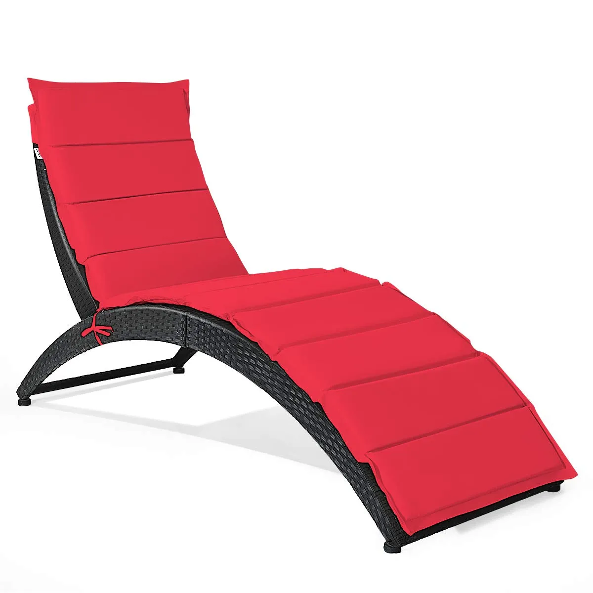 Tangkula Foldable Patio Lounge Chair, Outdoor Rattan Lounger Chaise