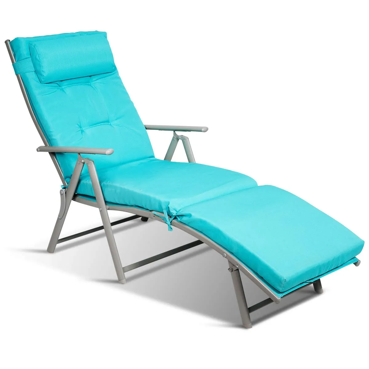 Tangkula Outdoor Folding Chaise Lounge Chair, Lightweight Recliner Chair w/ 7 Adjustable Backrest Positions