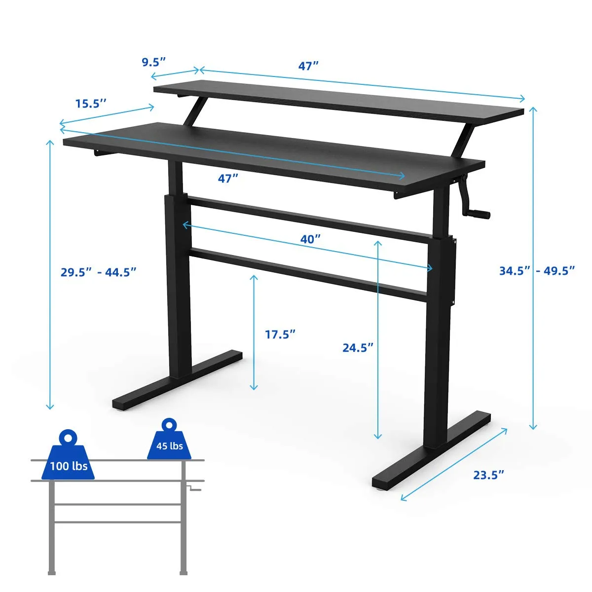 Tangkula Standing Desk, 2-Tier Height Adjustable Sit to Standing Desk