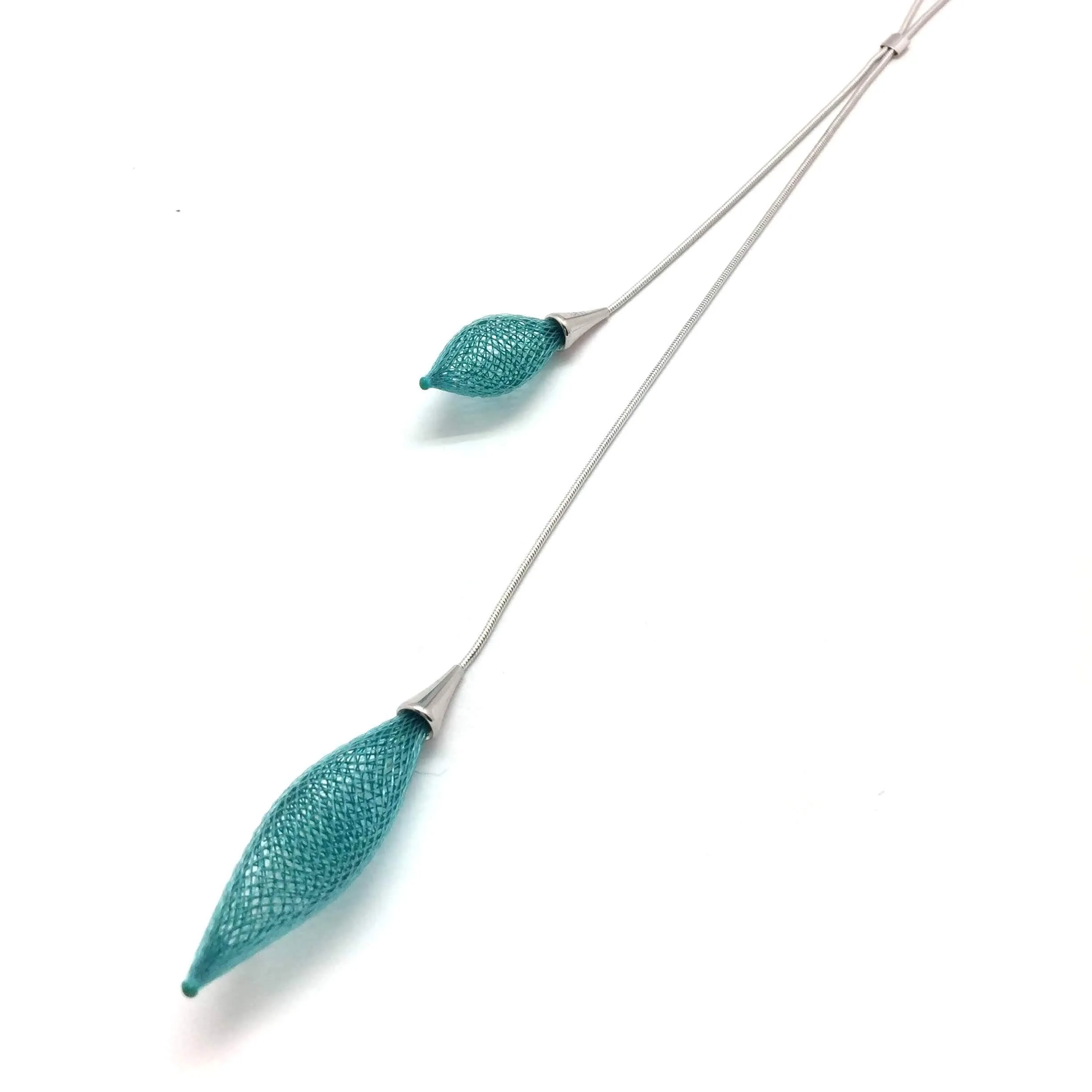 Teal Adjustable Nylon Bulb Necklace