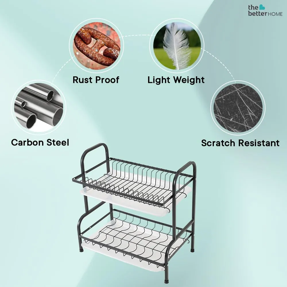 The Better Home Free Mounting Dish Rack|Stackable Kitchen Basket For Storage|Carbon Steel Collapsible Foldable Basket For Fruits And Vegetables|Rust-Resistant|Unbreakable(Bowl holder-2 layer)