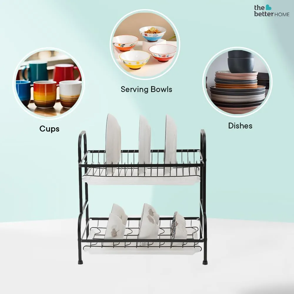 The Better Home Free Mounting Dish Rack|Stackable Kitchen Basket For Storage|Carbon Steel Collapsible Foldable Basket For Fruits And Vegetables|Rust-Resistant|Unbreakable(Bowl holder-2 layer)