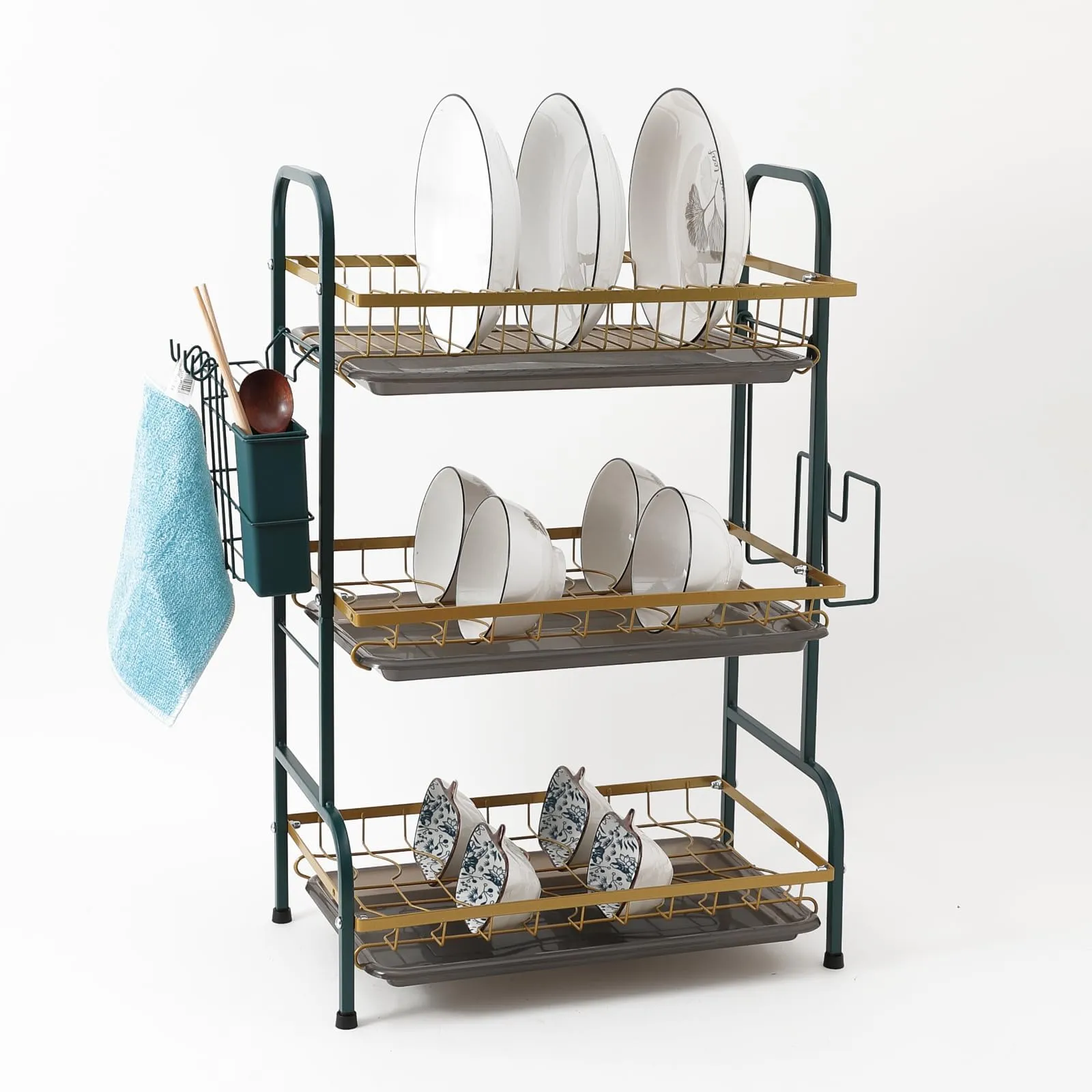 The Better Home Free Mounting Dish Rack|Stackable Kitchen Basket For Storage|Carbon Steel Collapsible Foldable Basket For Fruits And Vegetables|Rust-Resistant|Unbreakable(Bowl Holder - 3Layer)