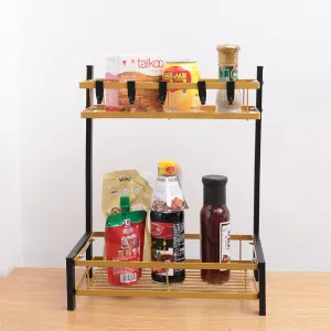 The Better Home Trapezoidal Seasoning Rack | Stackable Kitchen Basket For Storage | Carbon Steel Collapsible Foldable Basket For Fruits And Vegetables | Rust-Resistant (Black Gold - Design 1)